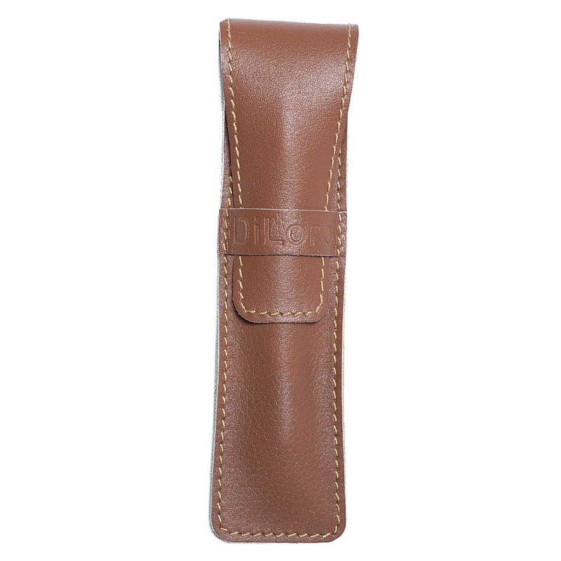 DiLoro Single Pen Case Holder Sleeve Thick Buffalo Full Grain Leather (Buffalo Dark Tan) - Image 1